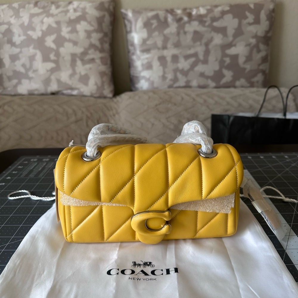 Coach Quilted Tabby 20 in Canary yellow.